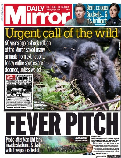 Daily Mirror (UK) Newspaper Front Page for 3 May 2021