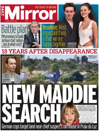 Daily Mirror (UK) Newspaper Front Page for 3 June 2025