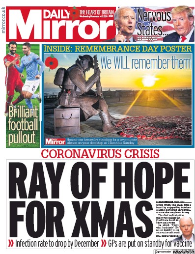 Daily Mirror (UK) Newspaper Front Page for 4 November 2020