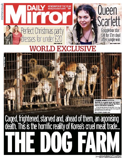Daily Mirror (UK) Newspaper Front Page for 5 December 2016