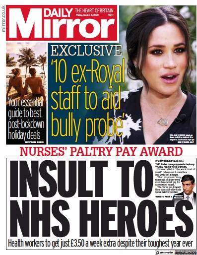 Daily Mirror (UK) Newspaper Front Page for 5 March 2021