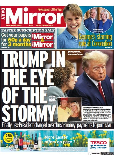 Daily Mirror (UK) Newspaper Front Page for 5 April 2023