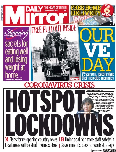 Daily Mirror (UK) Newspaper Front Page for 5 May 2020