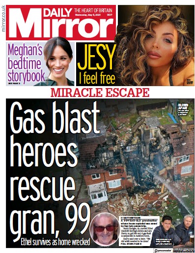 Daily Mirror Newspaper Front Page for 5 May 2021
