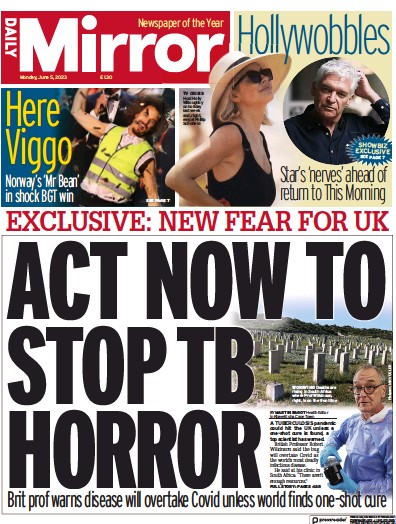 Daily Mirror Newspaper Front Page for 5 June 2023