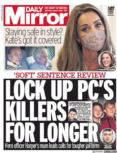 Daily Mirror Newspaper Front Page for 5 August 2020