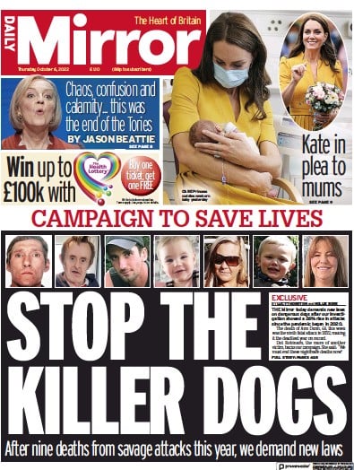 Daily Mirror (UK) Newspaper Front Page for 6 October 2022