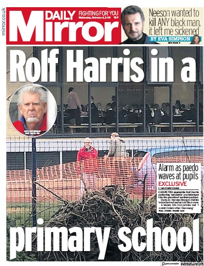 Daily Mirror Newspaper Front Page for 6 February 2019
