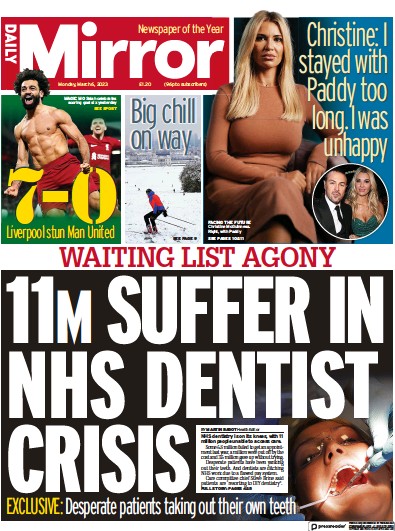 Daily Mirror (UK) Newspaper Front Page for 6 March 2023