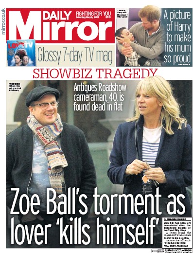 Daily Mirror Newspaper Front Page for 6 May 2017