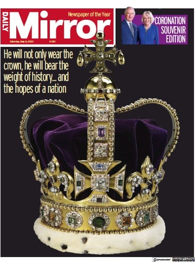 Daily Mirror (UK) Newspaper Front Page for 6 May 2023
