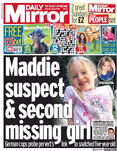 Daily Mirror (UK) Newspaper Front Page for 6 June 2020