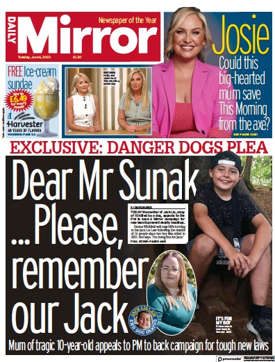 Daily Mirror Newspaper Front Page for 6 June 2023