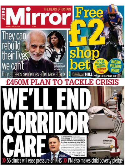 Daily Mirror (UK) Newspaper Front Page for 6 June 2025