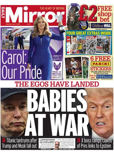 Daily Mirror (UK) Newspaper Front Page for 7 June 2025