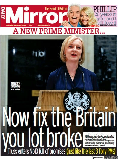 Daily Mirror (UK) Newspaper Front Page for 7 September 2022