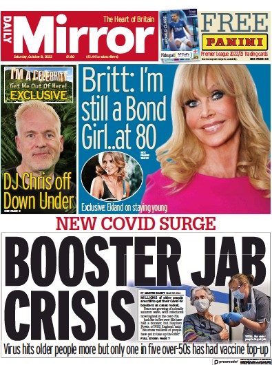 Daily Mirror (UK) Newspaper Front Page for 8 October 2022