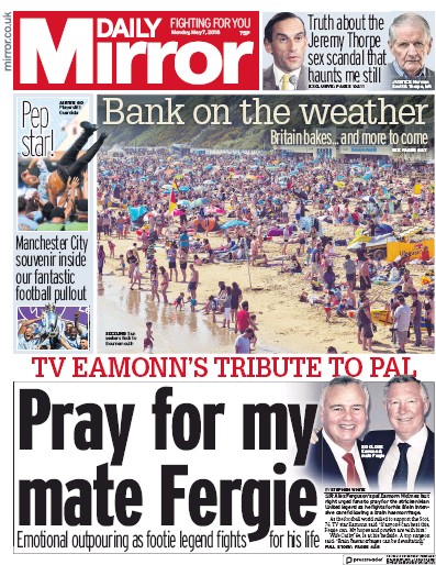 Daily Mirror Newspaper Front Page for 8 May 2018