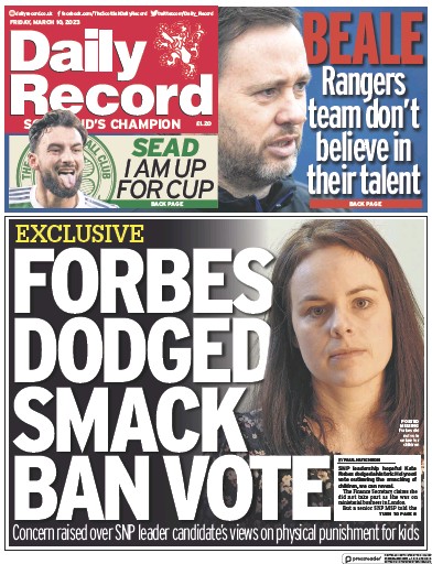 Daily Record (UK) Newspaper Front Page for 10 March 2023