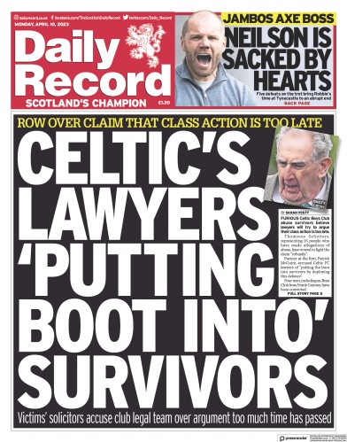 Daily Record (UK) Newspaper Front Page for 10 April 2023