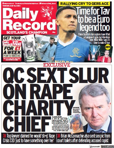 Daily Record (UK) Newspaper Front Page for 10 May 2022