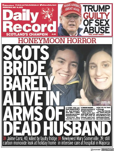 Daily Record (UK) Newspaper Front Page for 10 May 2023