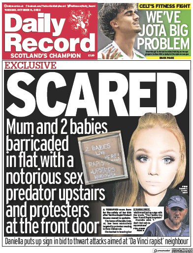 Daily Record Newspaper Front Page for 11 October 2022