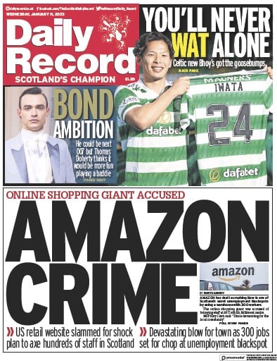 Daily Record (UK) Newspaper Front Page for 11 January 2023
