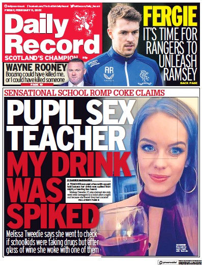 Daily Record Newspaper Front Page for 11 February 2022