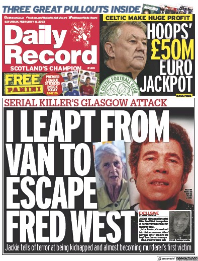 Daily Record (UK) Newspaper Front Page for 11 February 2023