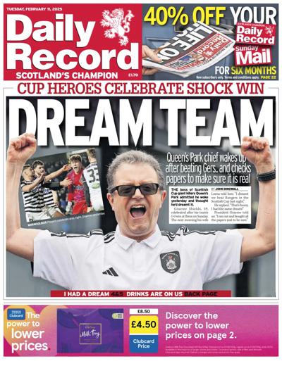 Daily Record (UK) Newspaper Front Page for 11 February 2025