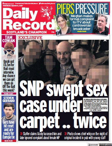 Daily Record (UK) Newspaper Front Page for 11 March 2021
