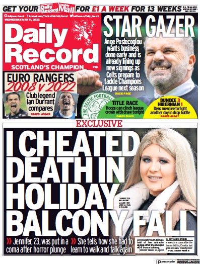 Daily Record (UK) Newspaper Front Page for 11 May 2022