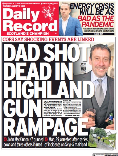 Daily Record (UK) Newspaper Front Page for 11 August 2022