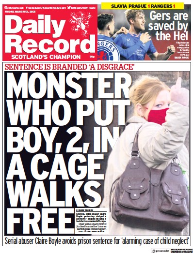 Daily Record (UK) Newspaper Front Page for 12 March 2021