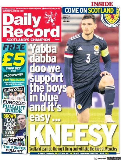 Daily Record (UK) Newspaper Front Page for 12 June 2021