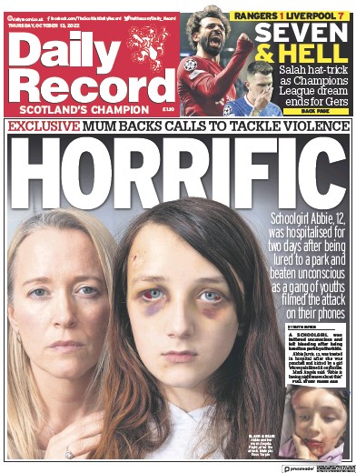 Daily Record (UK) Newspaper Front Page for 13 October 2022