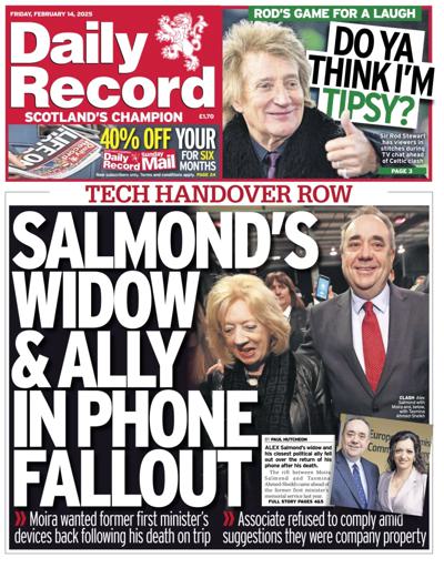 Daily Record (UK) Newspaper Front Page for 14 February 2025