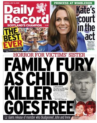 Daily Record (UK) Newspaper Front Page for 14 July 2025