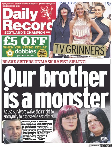 Daily Record (UK) Newspaper Front Page for 15 May 2023