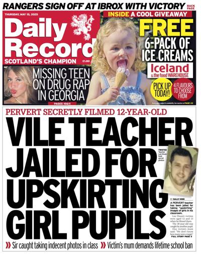 Daily Record (UK) Newspaper Front Page for 15 May 2025