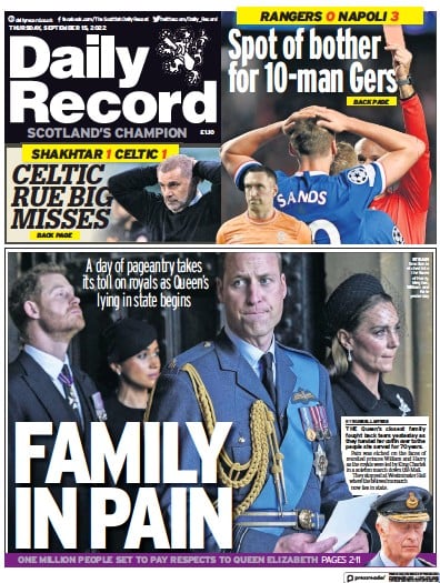 Daily Record (UK) Newspaper Front Page for 15 September 2022