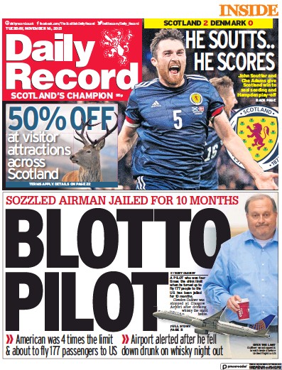Daily Record (UK) Newspaper Front Page for 16 November 2021