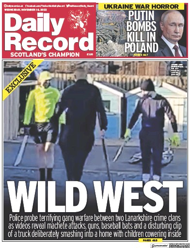 Daily Record (UK) Newspaper Front Page for 16 November 2022