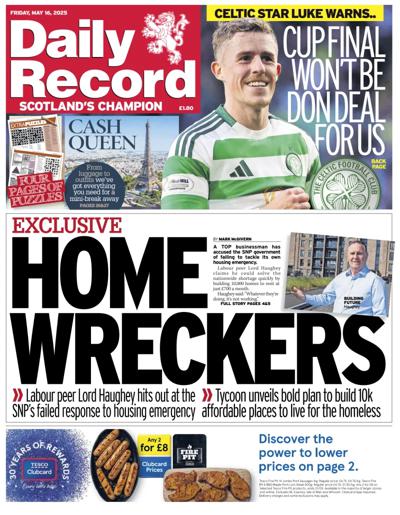 Daily Record (UK) Newspaper Front Page for 16 May 2025