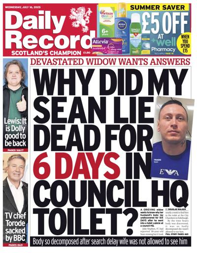 Daily Record (UK) Newspaper Front Page for 16 July 2025