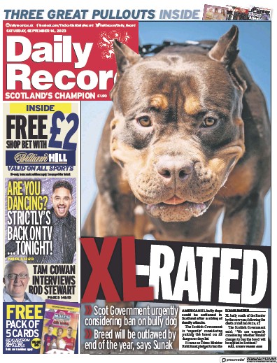 Daily Record (UK) Newspaper Front Page for 16 September 2023
