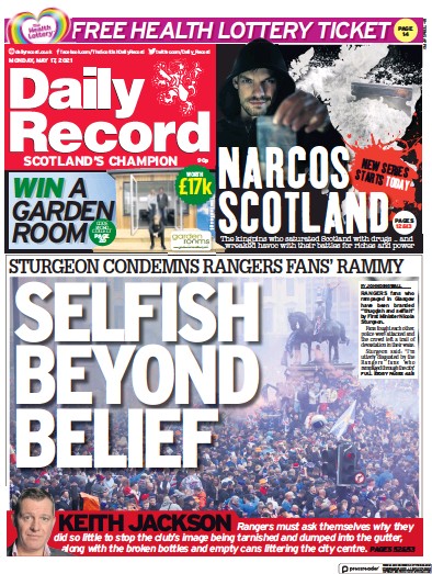 Daily Record Newspaper Front Page for 17 May 2021