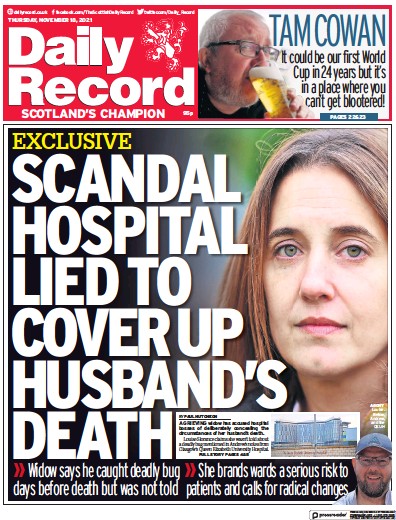 Daily Record (UK) Newspaper Front Page for 18 November 2021