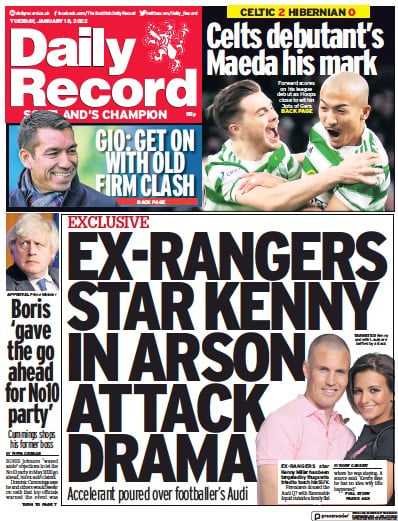 Daily Record (UK) Newspaper Front Page for 18 January 2022
